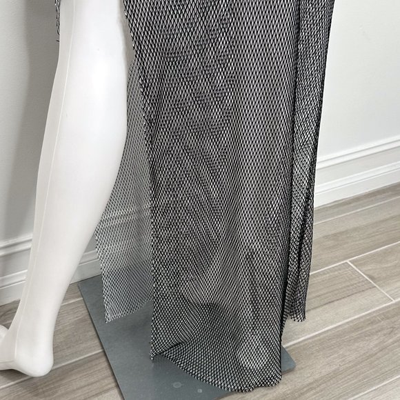 Jade Swim Mesh Open Knit Maxi Skirt with High Slit Black & White Womens Size M/L - Picture 15 of 16